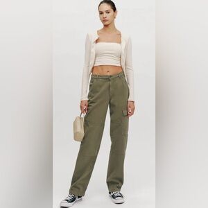 Reformation Bailey High Rise Utility Pant in Olive Green Size 29